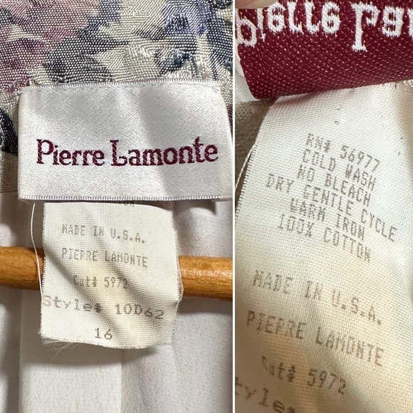 Vintage 80s Pierre Lamonte Floral Metallic Jacquard Blazer Womens Size XL Spring - Picture 16 of 16